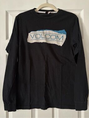 Volcom Black Long Sleeve Tee with Blue & White Logo